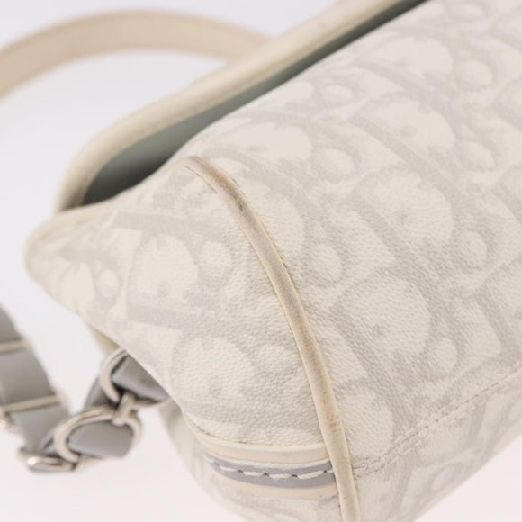 Christian Dior Trotter Canvas Romantic Chain Bag PVC White Silver Auth 184394SAM