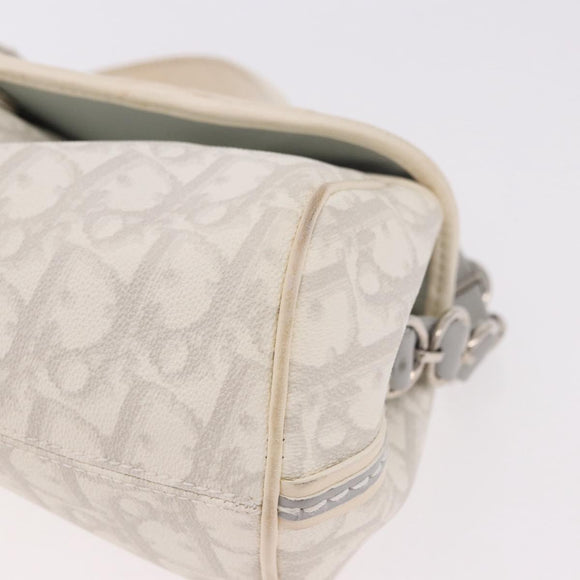 Christian Dior Trotter Canvas Romantic Chain Bag PVC White Silver Auth 184394SAM