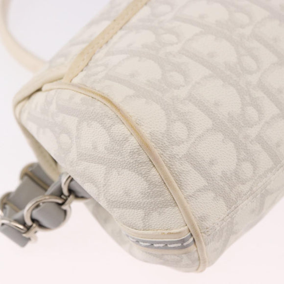 Christian Dior Trotter Canvas Romantic Chain Bag PVC White Silver Auth 184394SAM