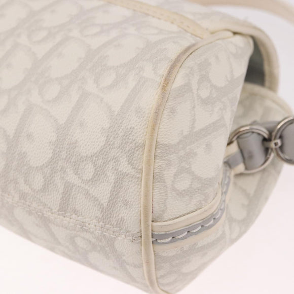 Christian Dior Trotter Canvas Romantic Chain Bag PVC White Silver Auth 184394SAM