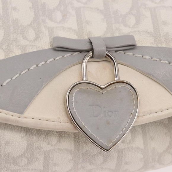 Christian Dior Trotter Canvas Romantic Chain Bag PVC White Silver Auth 184394SAM