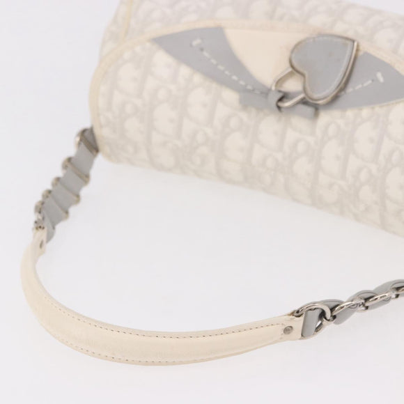 Christian Dior Trotter Canvas Romantic Chain Bag PVC White Silver Auth 184394SAM