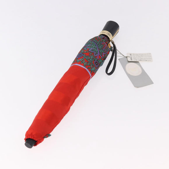 Christian Dior Folding Umbrella Polyester Made by Kanebo Red Gold Auth 184395M