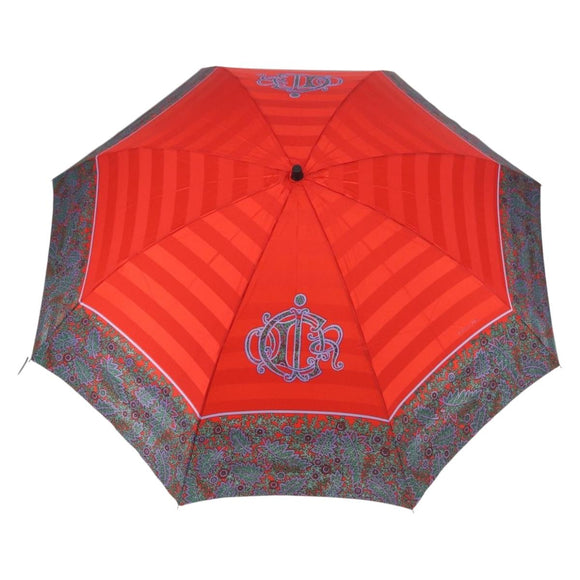 Christian Dior Folding Umbrella Polyester Made by Kanebo Red Gold Auth 184395M
