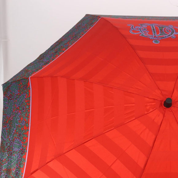 Christian Dior Folding Umbrella Polyester Made by Kanebo Red Gold Auth 184395M