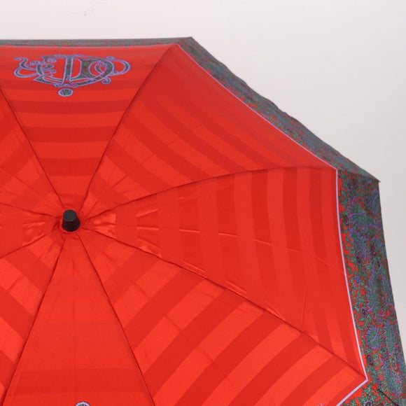 Christian Dior Folding Umbrella Polyester Made by Kanebo Red Gold Auth 184395M