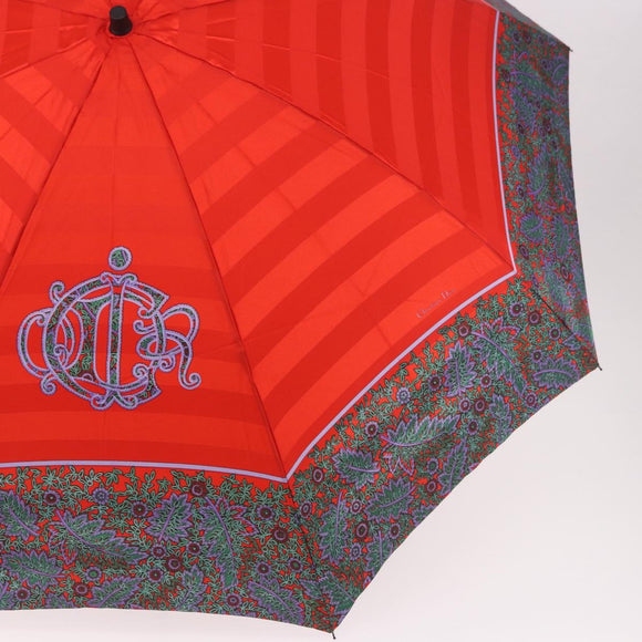 Christian Dior Folding Umbrella Polyester Made by Kanebo Red Gold Auth 184395M