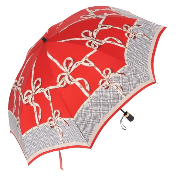 Christian Dior Folding Umbrella Polyester Made by Kanebo Red Gold Auth 184396M