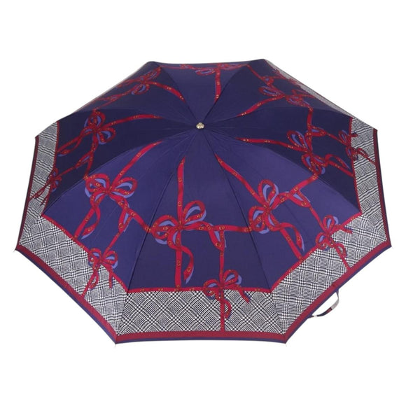 Christian Dior Folding Umbrella Polyester Made by Kanebo Navy Gold Auth 184397M