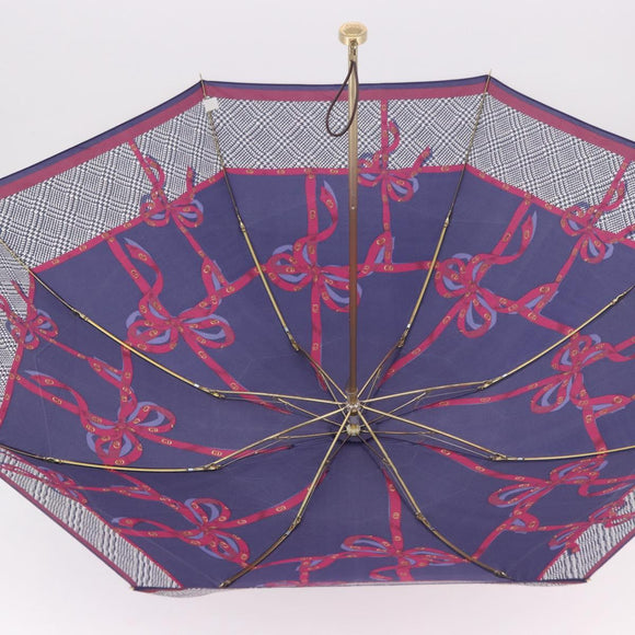 Christian Dior Folding Umbrella Polyester Made by Kanebo Navy Gold Auth 184397M