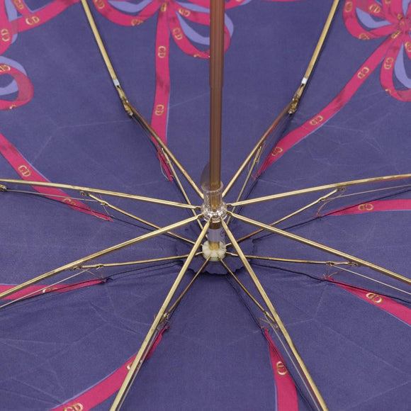 Christian Dior Folding Umbrella Polyester Made by Kanebo Navy Gold Auth 184397M
