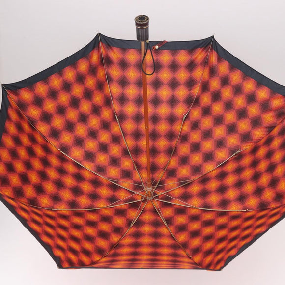 SAINT LAURENT Folding Umbrella Polyester Red Gold Auth 184398M