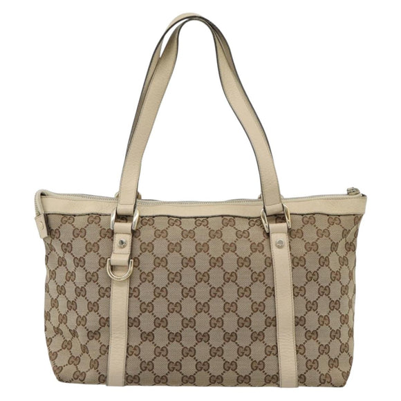GUCCI GG Canvas Abbey Tote Bag Beige Gold 141470 Auth 184405