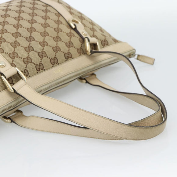 GUCCI GG Canvas Abbey Tote Bag Beige Gold 141470 Auth 184405