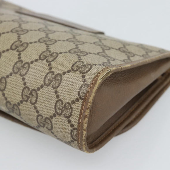 GUCCI GG Supreme Web Sherry Line Clutch Tas PVC Beige Goud 89 01 030 Auth 184406