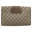 GUCCI GG Supreme Web Sherry Line Clutch Bag PVC Beige Gold 89 01 030 Auth 184406-2