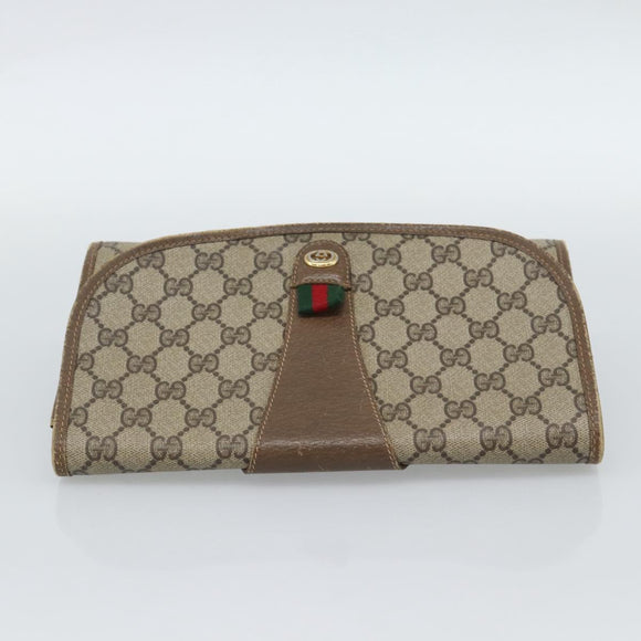 GUCCI GG Supreme Web Sherry Line Clutch Bag PVC Beige Gold 89 01 030 Auth 184406