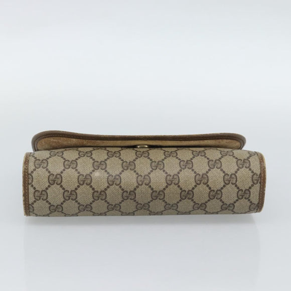 GUCCI GG Supreme Web Sherry Line Clutch Tas PVC Beige Goud 89 01 030 Auth 184406