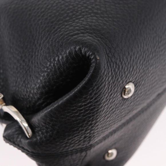Salvatore Ferragamo Hand Bag Leather 2way Black Silver Auth 184407V
