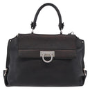 Salvatore Ferragamo Hand Bag Leather 2way Black Silver Auth 184407V-2