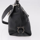 Salvatore Ferragamo Hand Bag Leather 2way Black Silver Auth 184407V-4