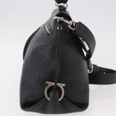 Salvatore Ferragamo Hand Bag Leather 2way Black Silver Auth 184407V-5