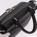 Salvatore Ferragamo Hand Bag Leather 2way Black Silver Auth 184407V-6