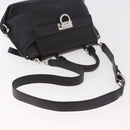 Salvatore Ferragamo Hand Bag Leather 2way Black Silver Auth 184407V-9