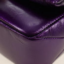 BVLGARI Serpenti Cabochon Cross Body Bag Leather Purple Gold Auth 184409SAM-17