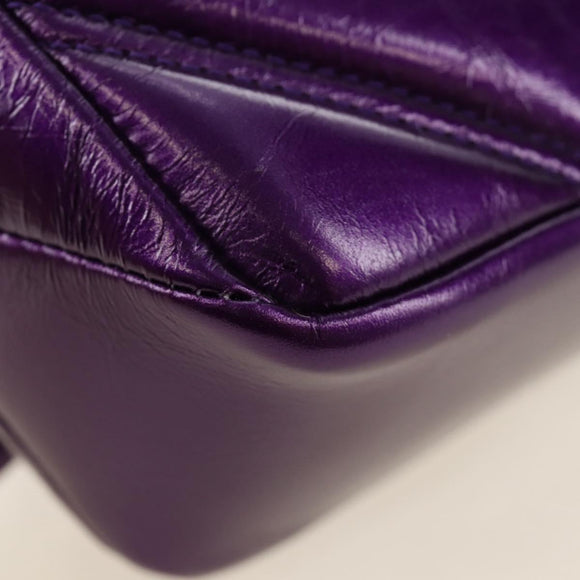 BVLGARI Serpenti Cabochon Cross Body Bag Leather Purple Gold Auth 184409SAM