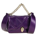 BVLGARI Serpenti Cabochon Cross Body Bag Leather Purple Gold Auth 184409SAM-1