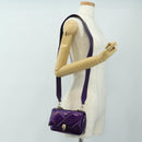 BVLGARI Serpenti Cabochon Cross Body Bag Leather Purple Gold Auth 184409SAM-28