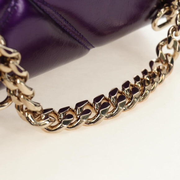 BVLGARI Serpenti Cabochon Cross Body Bag Leather Purple Gold Auth 184409SAM