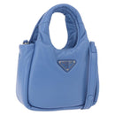 PRADA Hand Bag Leather 2way Light Blue Silver Auth 184410SAM-1
