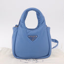 PRADA Hand Bag Leather 2way Light Blue Silver Auth 184410SAM-25