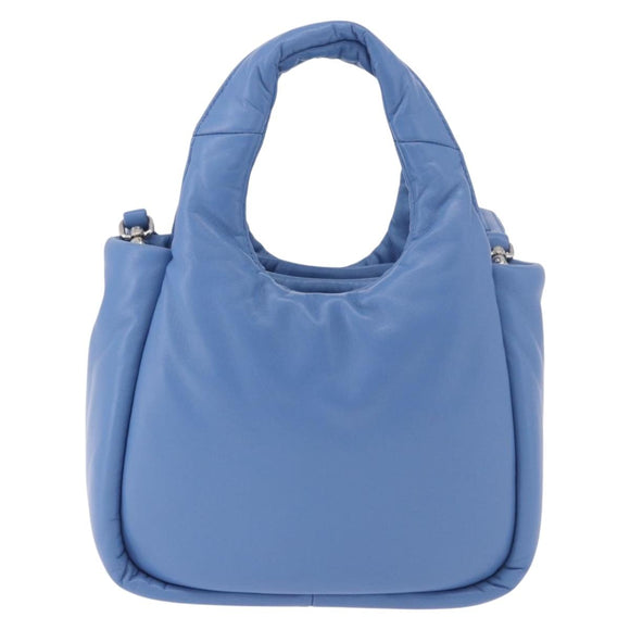 PRADA Hand Bag Leather 2way Light Blue Silver Auth 184410SAM