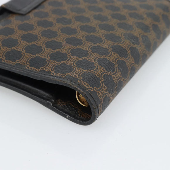 CELINE Macadam Canvas Day Planner Cover PVC Leather Black Gold Auth 184416