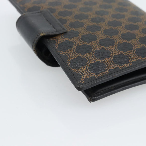 CELINE Macadam Canvas Day Planner Cover PVC Leather Black Gold Auth 184416
