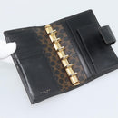CELINE Macadam Canvas Day Planner Cover PVC Leather Black Gold Auth 184416-14