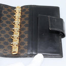 CELINE Macadam Canvas Day Planner Cover PVC Leather Black Gold Auth 184416-16