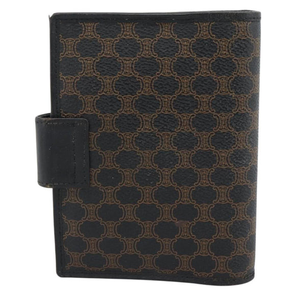 CELINE Macadam Canvas Day Planner Cover PVC Leather Black Gold Auth 184416