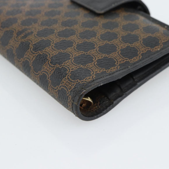 CELINE Macadam Canvas Day Planner Cover PVC Leather Black Gold Auth 184416