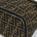 FENDI Zucca Canvas Vanity Pouch Black Brown Auth 184417-10