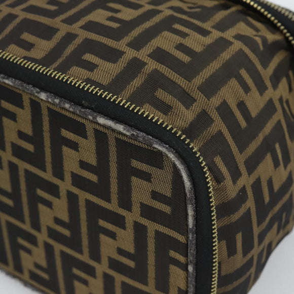 FENDI Zucca Canvas Vanity Pouch Black Brown Auth 184417