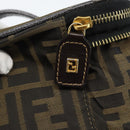 FENDI Zucca Canvas Vanity Pouch Black Brown Auth 184417-14