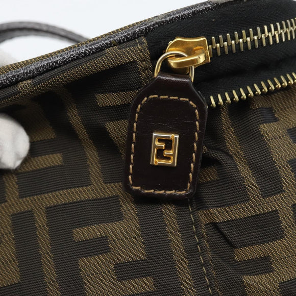FENDI Zucca Canvas Vanity Pouch Black Brown Auth 184417