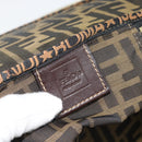 FENDI Zucca Canvas Vanity Pouch Black Brown Auth 184417-15