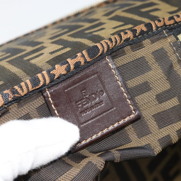 FENDI Zucca Canvas Vanity Pouch Black Brown Auth 184417