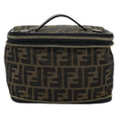 FENDI Zucca Canvas Vanity Pouch Black Brown Auth 184417-2