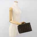 FENDI Zucca Canvas Vanity Pouch Black Brown Auth 184417-20